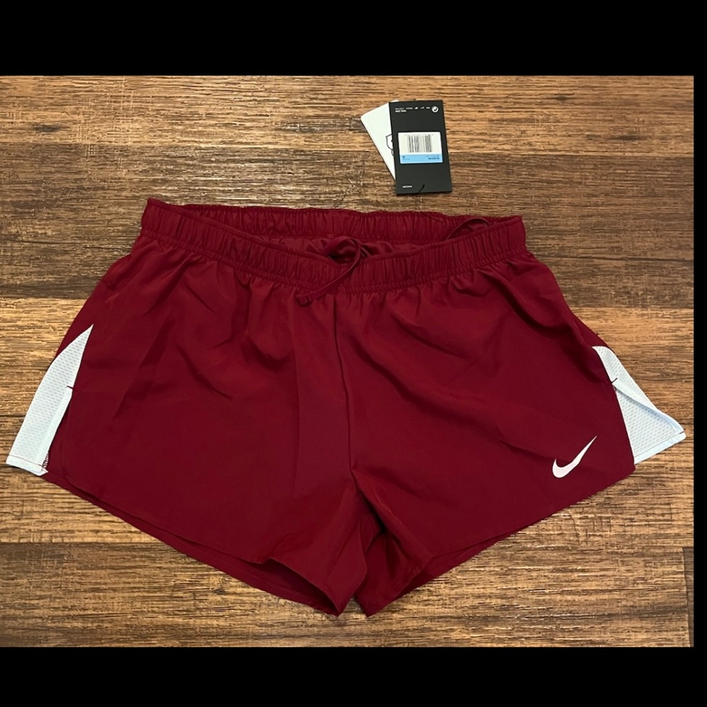 Nike Red & White 10K Dri-FIT Track Running Brief Lined 3”Inseam Everyday Shorts